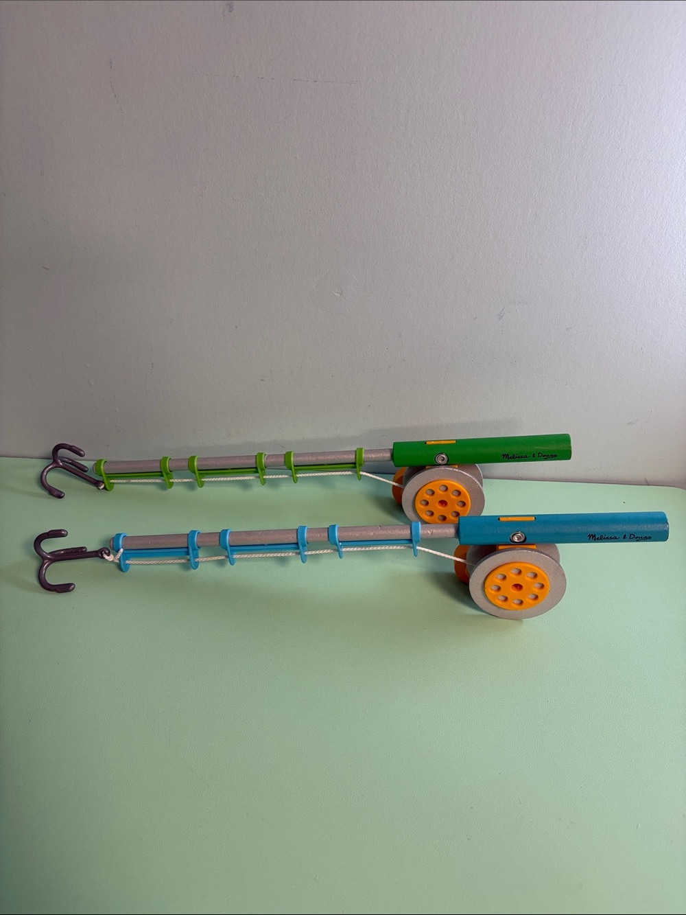 Melissa & Doug Catch & Count Wooden Fishing Game Replacement Green & Blue Rods